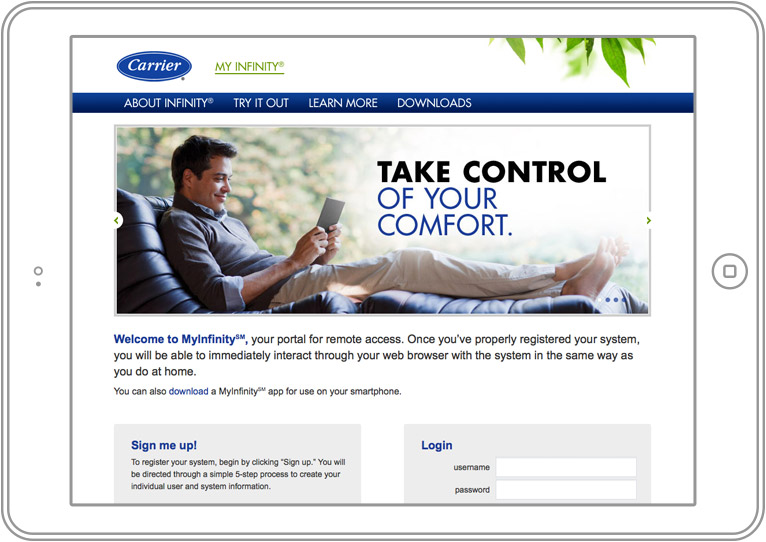 Carrier web app iPad